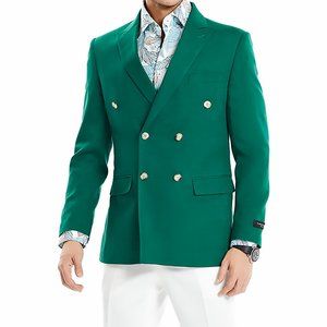 Mean Green Double Breasted Blazer Coat Jacket by Tazio